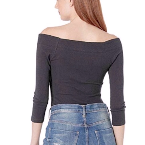 NWT Free People XS Black Bardot Bodysuit MSRP $88 - Picture 2 of 3